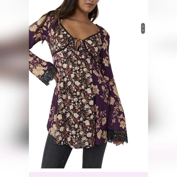 Free People Tops - Gifted! Not available! NWT Free People Odette Printed Tunic Top - Expresso Combo
